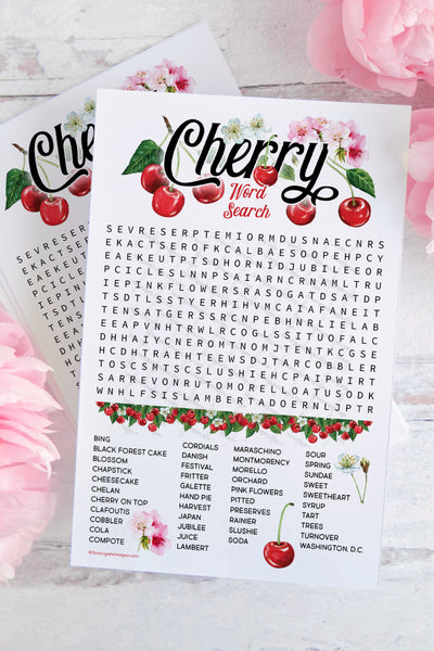 Cherry Word Search - Printable Digital Download by Greengate Images
