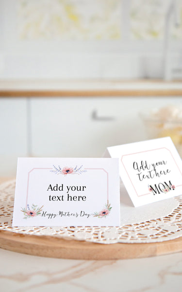 Mother's Day Place Cards Duo - Pink Poppies and Lavender