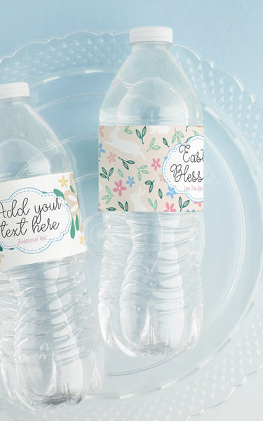 Easter Water Bottle Label Duo - Flowers and Bunnies