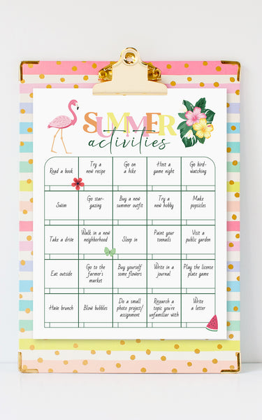 Summer Activities Chart - Greengate Images