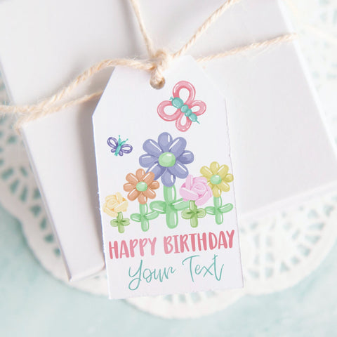 Birthday Balloon Flower Gift Tag