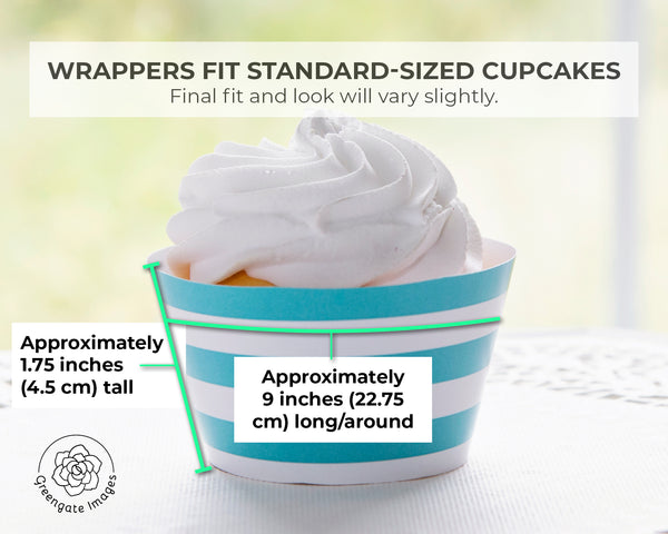 Aquamarine Striped Cupcake Wrapper - Printable Digital Download by Greengate Images
