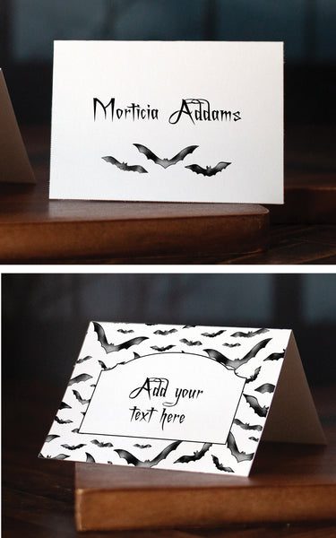 Flying Bats Halloween Place Cards Duo