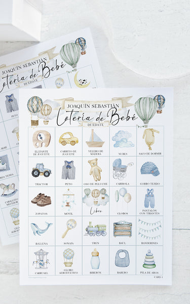 Lotería de Bebé - Blue Hot Air Balloons - Greengate Images