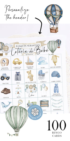 Lotería de Bebé - Blue Hot Air Balloons - Greengate Images