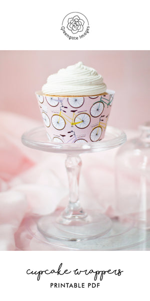 Bicycle Cupcake Wrapper - Printable Digital Download by Greengate Images