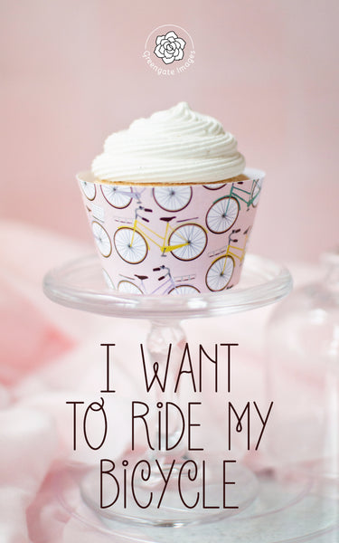 Bicycle Cupcake Wrapper - Printable Digital Download by Greengate Images