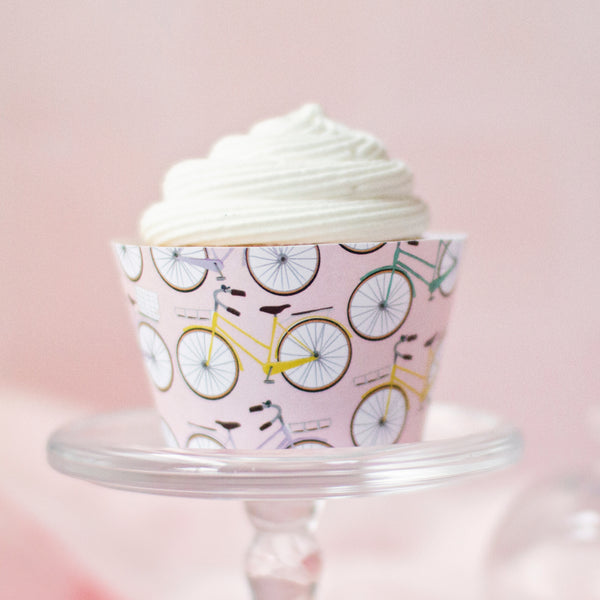 Bicycle Cupcake Wrapper - Printable Digital Download by Greengate Images