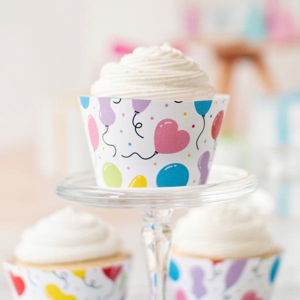 Balloon Cupcake Wrapper - Printable Digital Download by Greengate Images