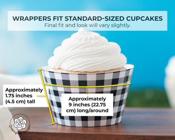 Black Buffalo Check Cupcake Wrappers - Printable Digital Download by Greengate Images