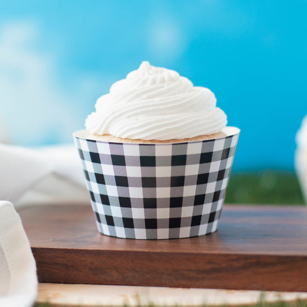 Black Buffalo Check Cupcake Wrappers - Printable Digital Download by Greengate Images