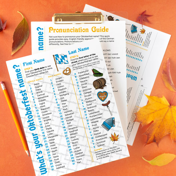 What's your Oktoberfest name? Blue and Gold - Printable Digital Download by Greengate Images