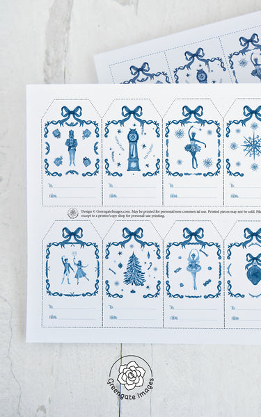 Nutcracker Gift Tag Set - Printable Digital Download by Greengate Images