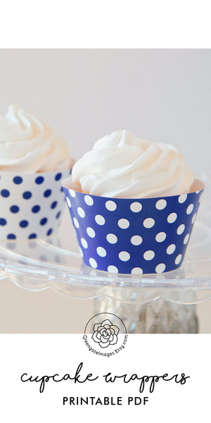Blue Polka Dot Cupcake Wrappers - Printable Digital Download by Greengate Images