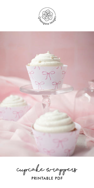 Pink Bow Cupcake Wrapper - Printable Digital Download by Greengate Images