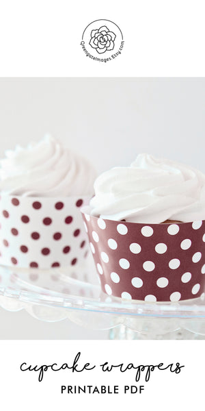 Brown Polka Dot Cupcake Wrappers - Printable Digital Download by Greengate Images
