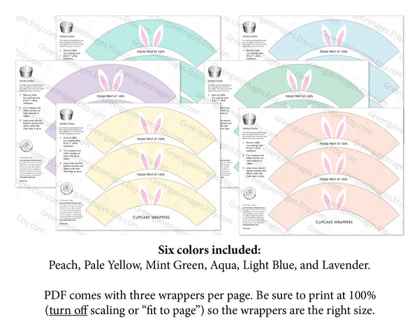 Bunny Ears Cupcake Wrapper Set - Pastel Bundle - Greengate Images