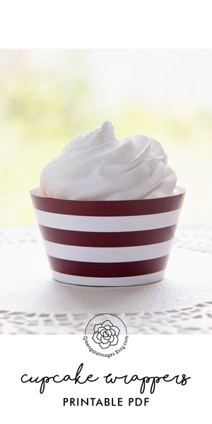 Burgundy Cupcake Wrapper - Printable Digital Download by Greengate Images