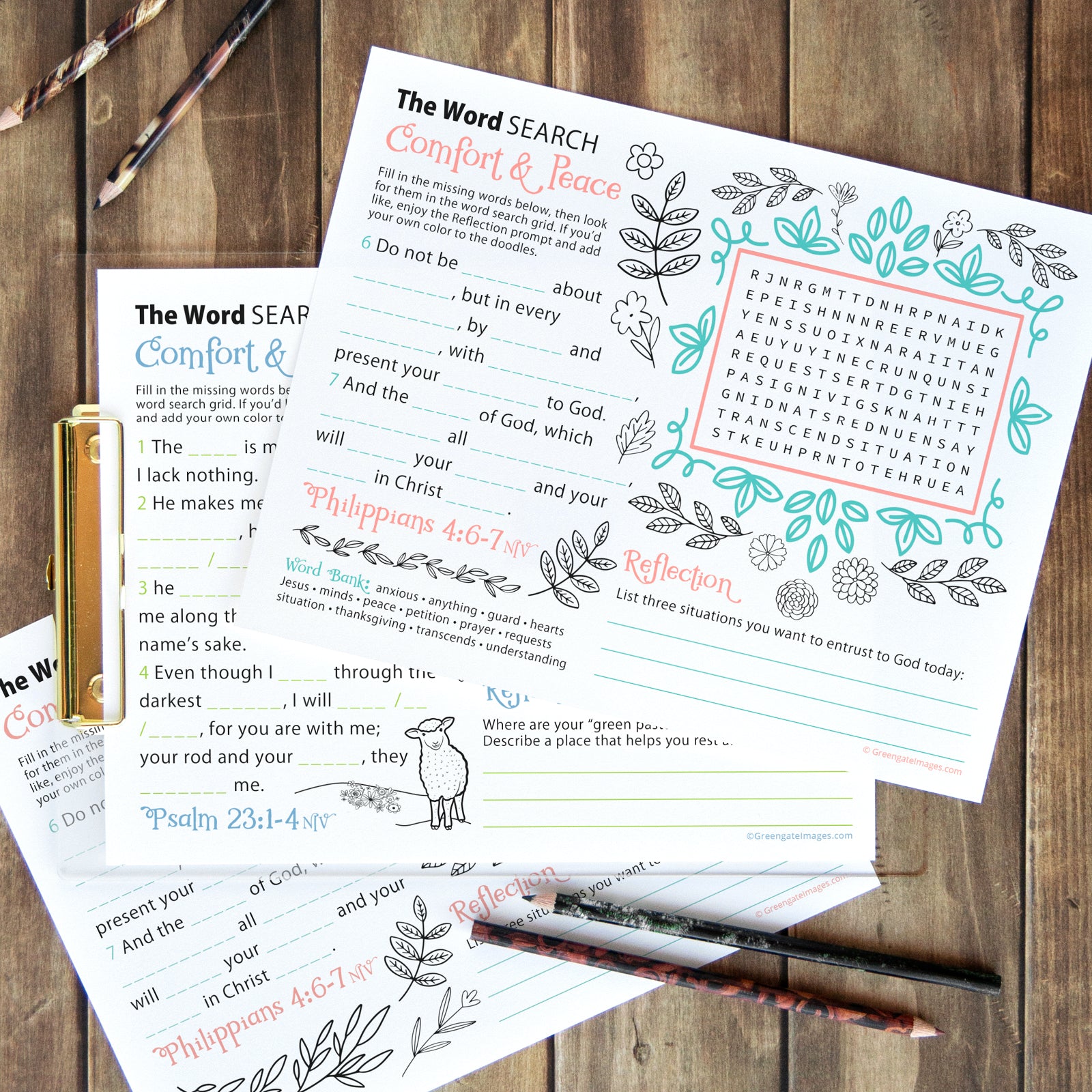 Bible Passage Word Search Duo - Printable Digital Download by Greengate Images