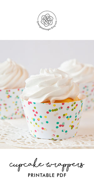 Confetti Cupcake Wrappers - Printable Digital Download by Greengate Images