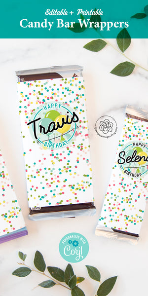 Birthday Candy Bar Wrappers - Confetti Sprinkles