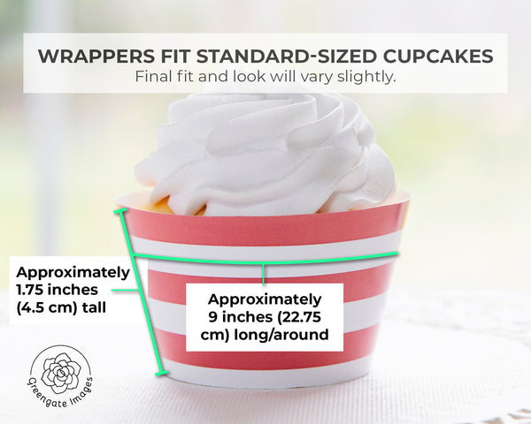Coral Striped Cupcake Wrapper - Printable Digital Download by Greengate Images