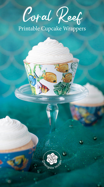 Coral Reef Cupcake Wrapper Trio - Greengate Images