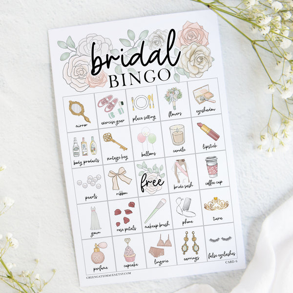 Bridal Bingo - 50 or 100 cards - Printable Digital Download by Greengate Images