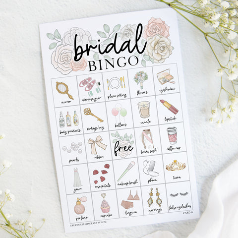 Bridal Bingo - 50 or 100 cards - Printable Digital Download by Greengate Images