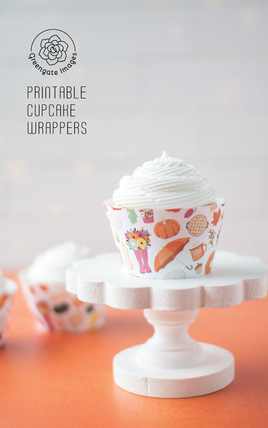 Feminine Fall Pattern Cupcake Wrappers