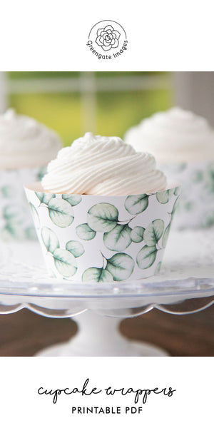 Eucalyptus Greenery Cupcake Wrappers - Printable Digital Download by Greengate Images
