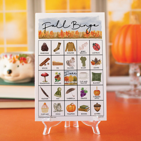 Fall Bingo Cards - Watercolor 1 - Greengate Images