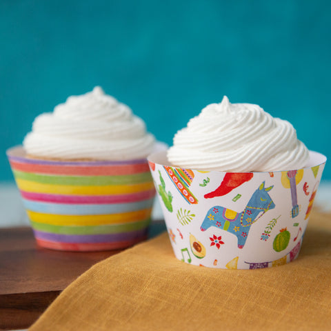 Fiesta Stripe Cupcake Wrapper Duo