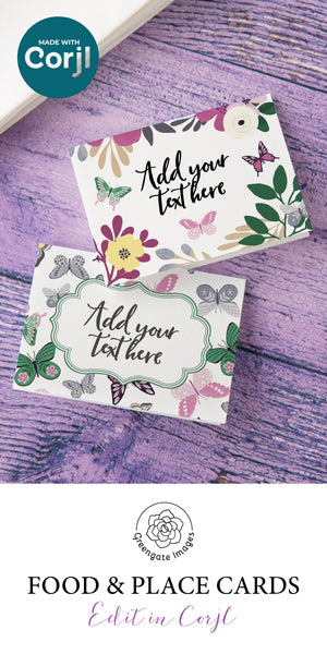 Spring Place Cards Duo - Butterflies and Flowers