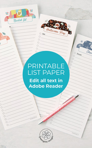 Printable List Paper - Four Seasons