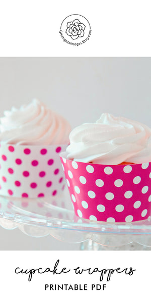 Fuchsia Polka Dot Cupcake Wrappers - Printable Digital Download by Greengate Images