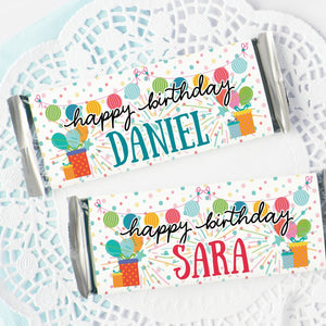 Birthday Candy Bar Wrappers - Confetti, Bunting, Name - Greengate Images