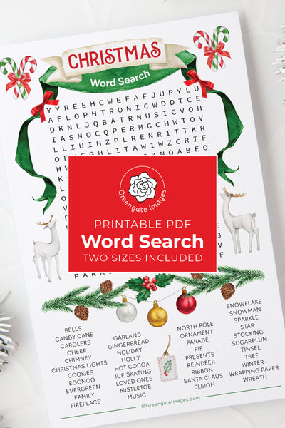 Christmas Word Search - Printable Digital Download by Greengate Images