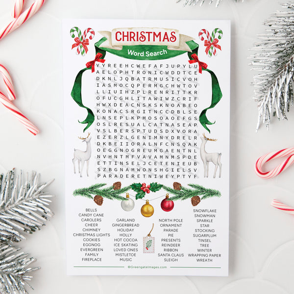 Christmas Word Search - Printable Digital Download by Greengate Images