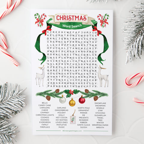 Christmas Word Search - Printable Digital Download by Greengate Images