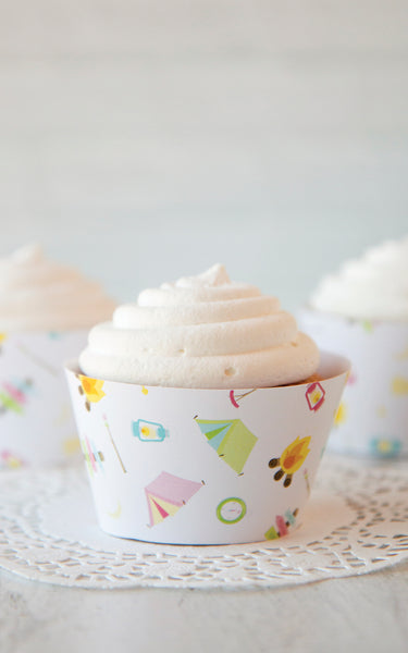 Camping Cupcake Wrapper - Pink Pastel - Printable Digital Download by Greengate Images