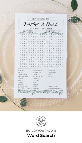Build-Your-Own Word Search Template - Wedding Greenery