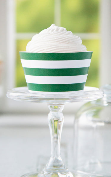 Green Striped Printable Cupcake Wrapper - Printable Digital Download by Greengate Images