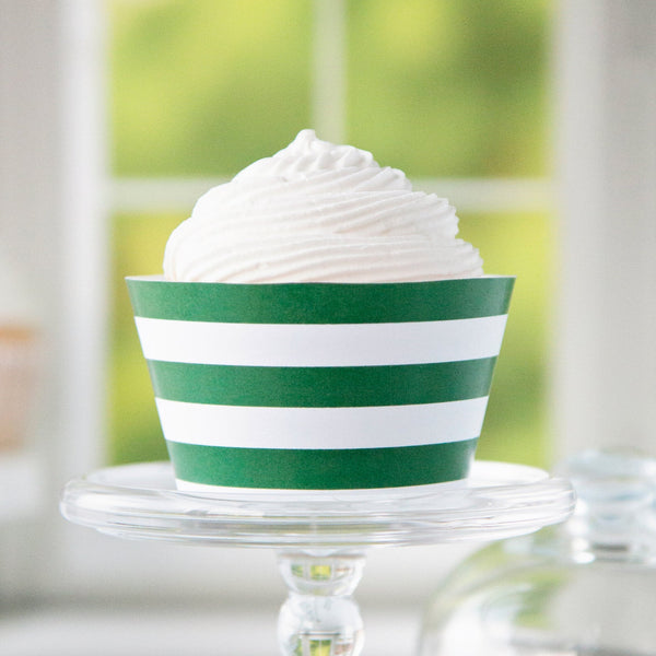 Green Striped Printable Cupcake Wrapper - Printable Digital Download by Greengate Images