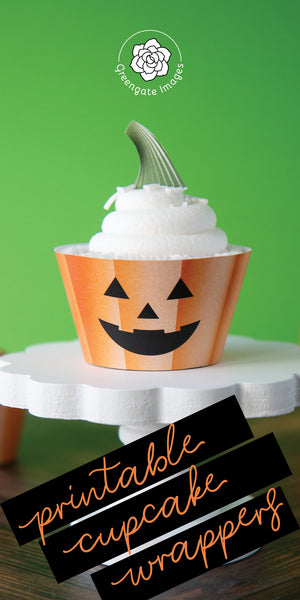 Orange Jack-o-Lantern Cupcake Wrappers - Greengate Images