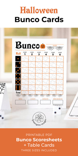 Halloween Bunco Scorecard Set - Jack-o'-lanterns - Greengate Images