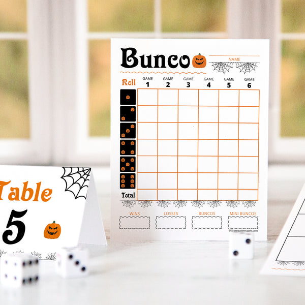 Halloween Bunco Scorecard Set - Jack-o'-lanterns - Greengate Images