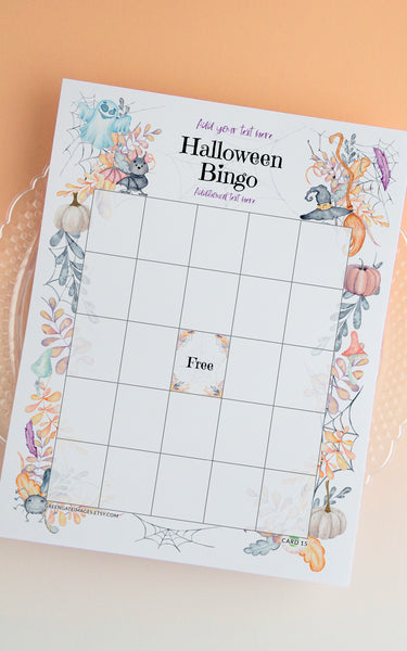 Halloween Bingo Template - Pastel Cheery