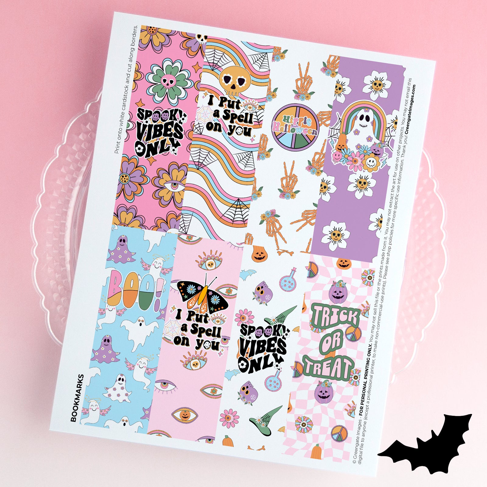 Halloween Bookmarks - Printable Digital Download by Greengate Images
