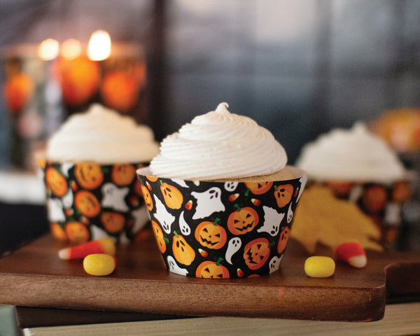 Jack-o-Lantern and Ghost Halloween Cupcake Wrappers
